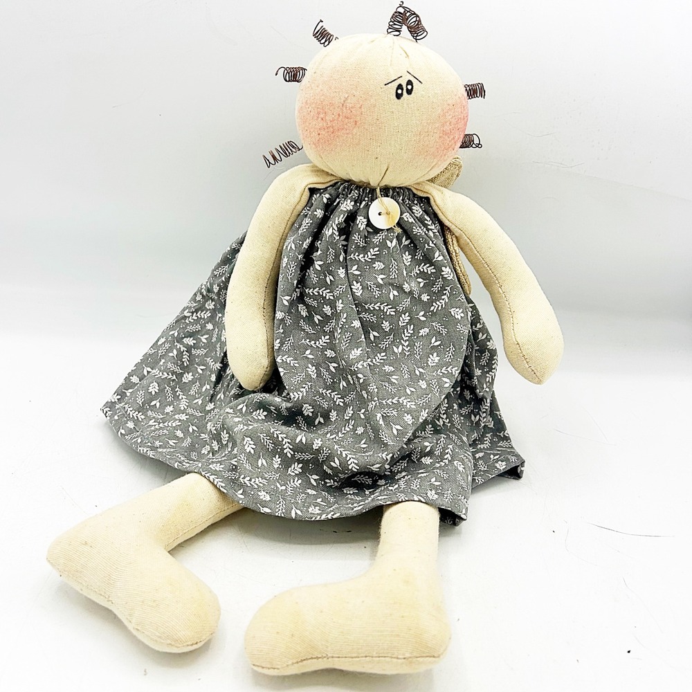 Honey & Me Angel Doll With Gray Floral Dress